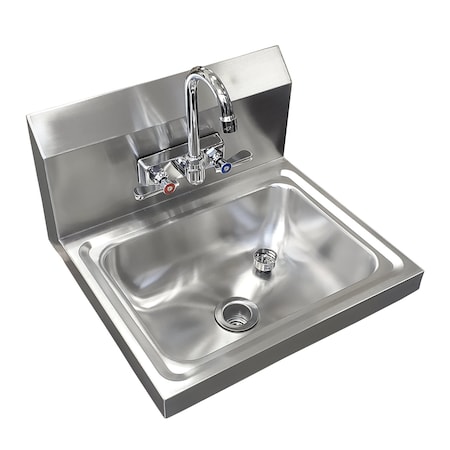 Amgood Stainless Steel Wall Mounted Hand Sink 17 in. x 15 in. with Gooseneck Faucet HAND-SINK HS-17